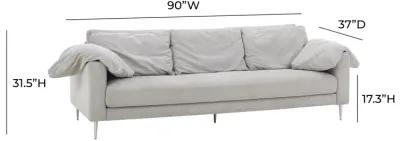 Vari Light Grey Textured Velvet Lounge Sofa