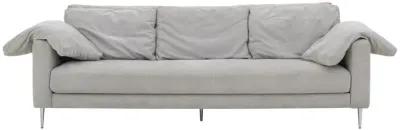 Vari Light Grey Textured Velvet Lounge Sofa