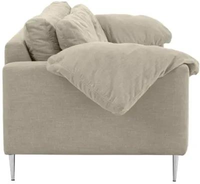 Vari Beige Textured Velvet Lounge Sofa