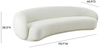 Kendall Cream Velvet 120 Inch Sofa