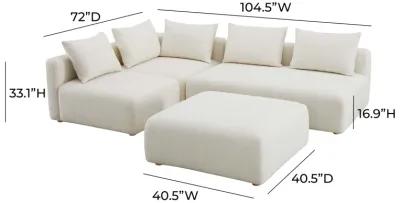 Hangover Cream Boucle 4-Piece Modular Chaise Sectional