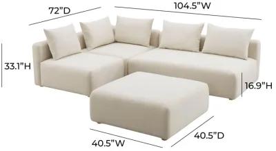 Hangover Cream Performance Linen 4-Piece Modular Chaise Sectional