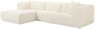 Tarra Fluffy Oversized Cream Corduroy Modular LAF Sectional