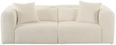 Tarra Fluffy Oversized Cream Corduroy Modular Loveseat