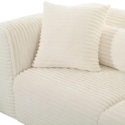 Tarra Fluffy Oversized Cream Corduroy Modular Loveseat