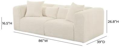 Tarra Fluffy Oversized Cream Corduroy Modular Loveseat