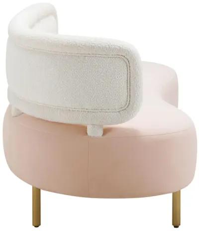 Tischa Cream Boucle & Blush Velvet Sofa