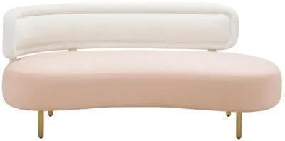 Tischa Cream Boucle & Blush Velvet Sofa