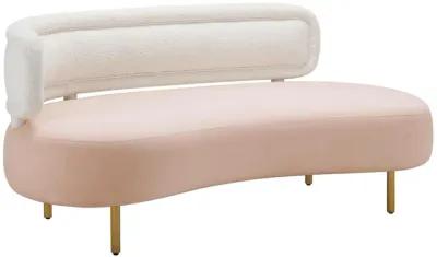 Tischa Cream Boucle & Blush Velvet Sofa