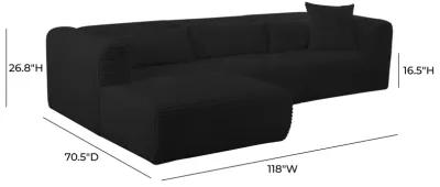 Tarra Fluffy Oversized Black Corduroy Modular LAF Sectional