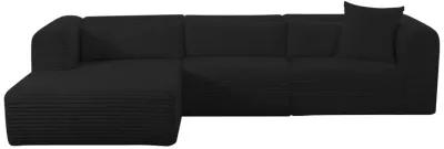 Tarra Fluffy Oversized Black Corduroy Modular LAF Sectional