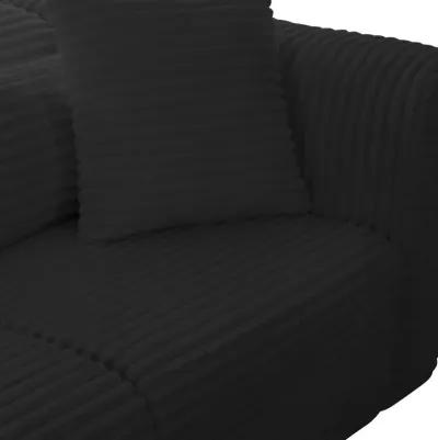 Tarra Fluffy Oversized Black Corduroy Modular LAF Sectional