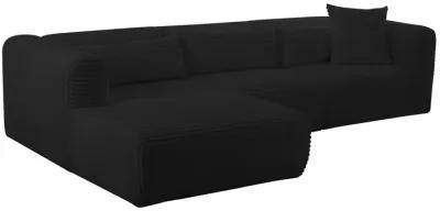 Tarra Fluffy Oversized Black Corduroy Modular LAF Sectional