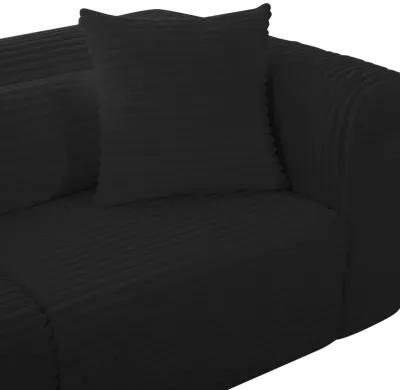 Tarra Fluffy Oversized Black Corduroy Modular Sofa