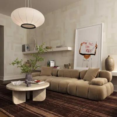 Calliope Cafe Au Lait Performance Velvet Modular Sofa