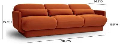 Azalea Rust Orange Velvet Sofa