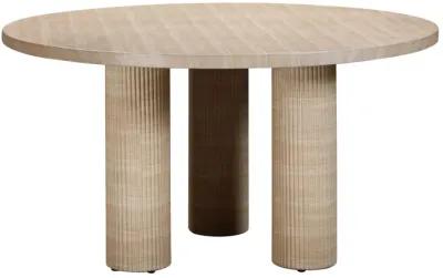 Patti Textured Faux Travertine Indoor / Outdoor Round Dining Table