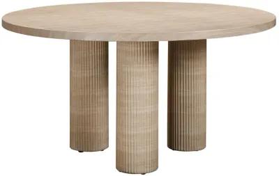 Patti Textured Faux Travertine Indoor / Outdoor Round Dining Table