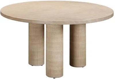 Patti Textured Faux Travertine Indoor / Outdoor Round Dining Table