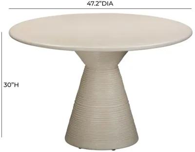 Fern Beige Textured Faux Plaster Concrete Indoor / Outdoor Round Dining Table