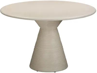 Fern Beige Textured Faux Plaster Concrete Indoor / Outdoor Round Dining Table