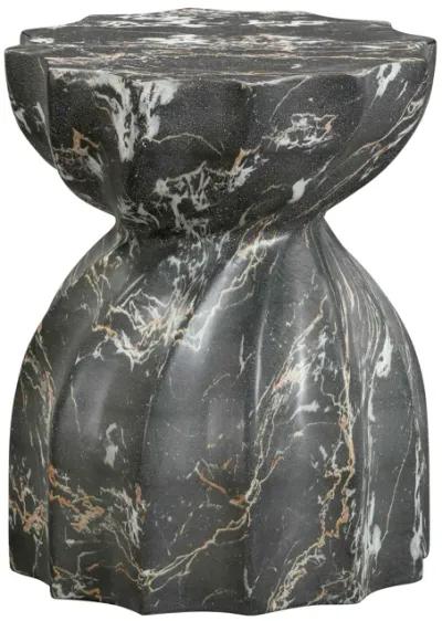 Turin Black Faux Marble Indoor / Outdoor Concrete Stool