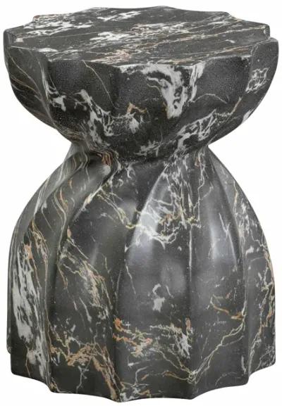 Turin Black Faux Marble Indoor / Outdoor Concrete Stool