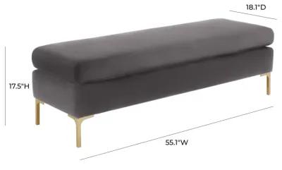 Delilah Grey Velvet Bench