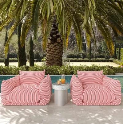 Saint Tropez Pearl and Red Striped Stuffed Outdoor Armchair