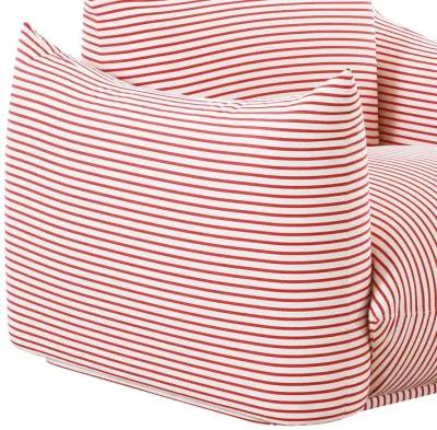 Saint Tropez Pearl and Red Striped Stuffed Outdoor Armchair