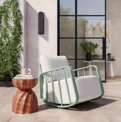 Violette Mint Green and Cream Outdoor Rocking Chair