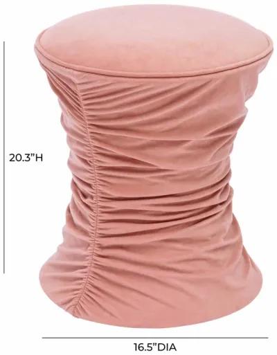 Bounce Rose Pink Ruched Velvet Adjustable Ottoman