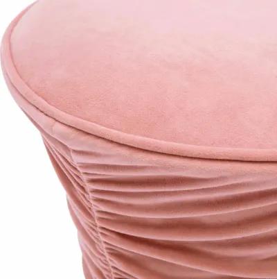 Bounce Rose Pink Ruched Velvet Adjustable Ottoman