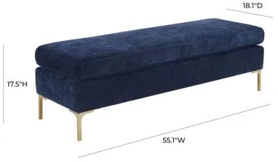 Delilah Navy Textured Velvet Bench