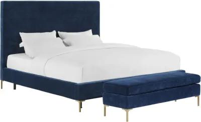 Delilah Navy Textured Velvet Bench