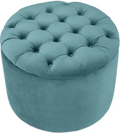 Queen Sea Blue Velvet Storage Ottoman