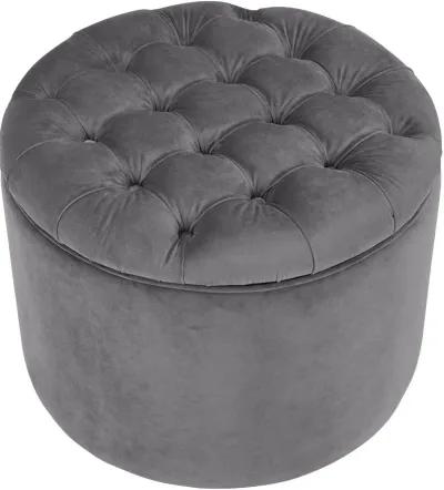 Queen Grey Velvet Storage Ottoman