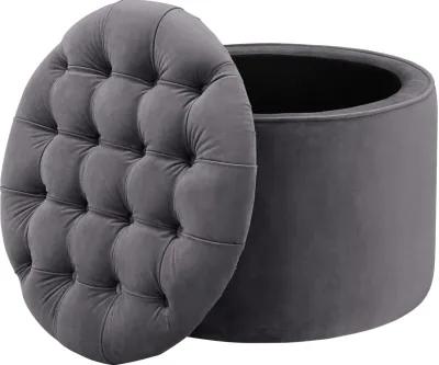 Queen Grey Velvet Storage Ottoman