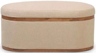 Olivier Ivory Boucle Oval Storage Ottoman