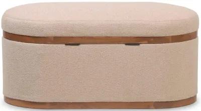 Olivier Ivory Boucle Oval Storage Ottoman