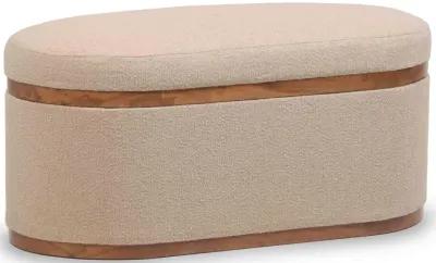 Olivier Ivory Boucle Oval Storage Ottoman