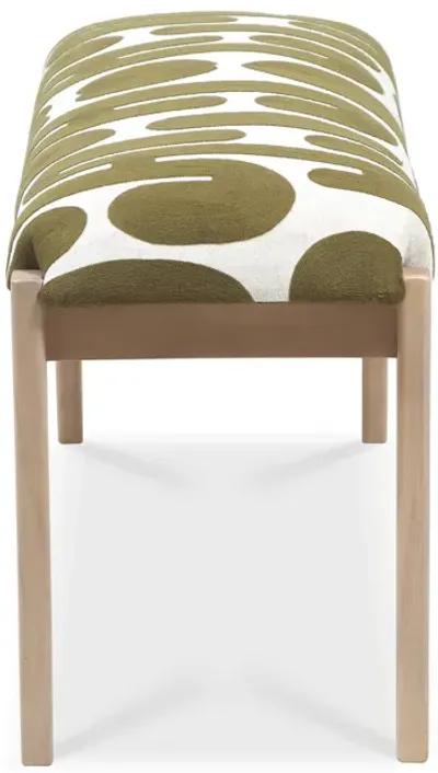 Arielle Olive & White Embroidered Bench