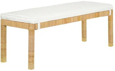 Amara Natural Woven Rattan Performance Fabric Bench