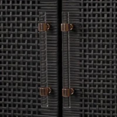 Amara Charcoal Woven Rattan Cabinet