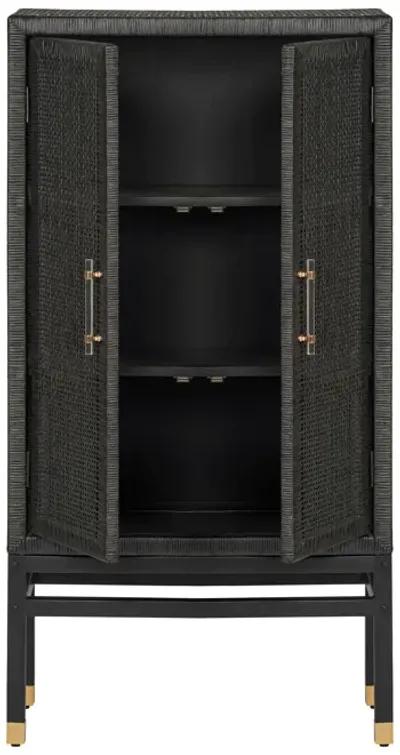 Amara Charcoal Woven Rattan Cabinet