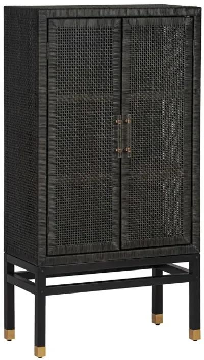 Amara Charcoal Woven Rattan Cabinet