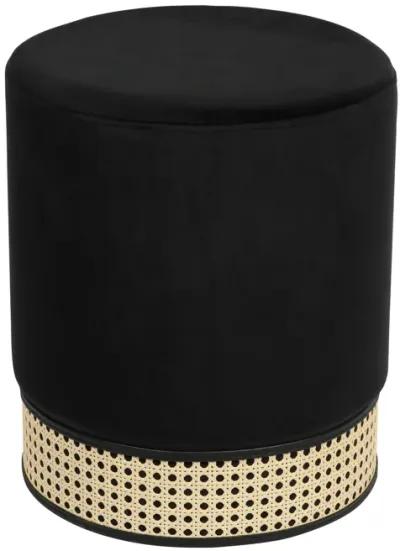 Ivy Black Velvet Ottoman