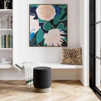 Ivy Black Velvet Ottoman