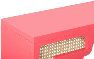 Suzie Coral Pink & Rattan Console Table