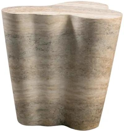 Slab Faux Travertine Tall Side Table